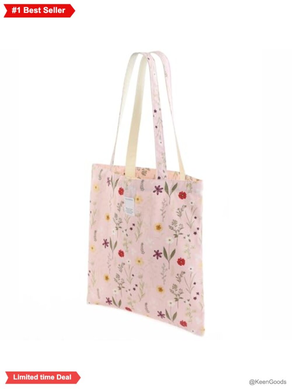 Canvas Tote Bag Floral Print Shoulder Bag Magnetic Closure Large Cotton